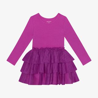 Posh Peanut + Ribbed Solid Purple Tulle Dress
