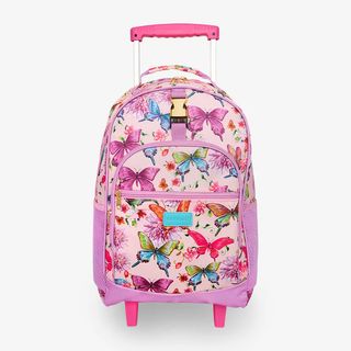 Posh Peanut + Butterfly Pink Rolling Backpack