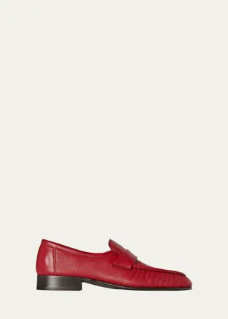 The Row + Soft Leather Flat Loafers
