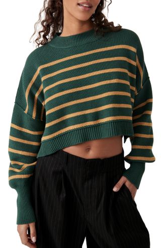 Free People + Easy Street Stripe Rib Crop Sweater
