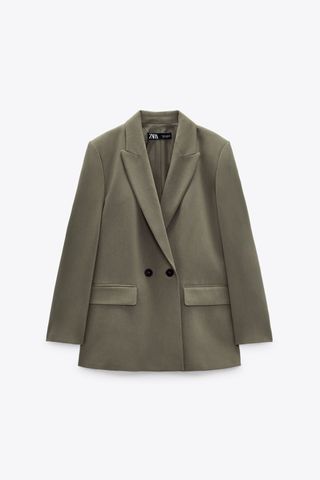 Zara + Double-Breasted Oversized Blazer