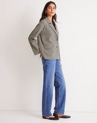 Madewell + Oversized Knit Blazer in Houndstooth