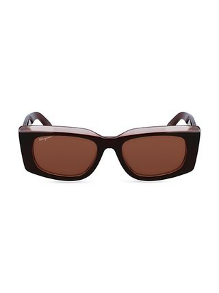 Ferragamo + Color Block 54mm Rectangular Sunglasses
