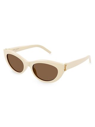 Saint Laurent + Monogram Hinge Acetate 54mm Cat Eye Sunglasses