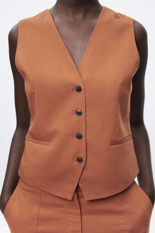 Zara + Cropped Linen Vest