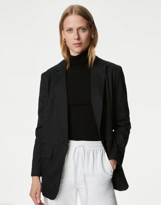 M&S Collection + Lyocell Blend Relaxed Single Breasted Blazer