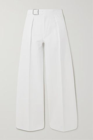 Jil Sander + Buckled Pleated Cotton-Poplin Wide-Leg Pants