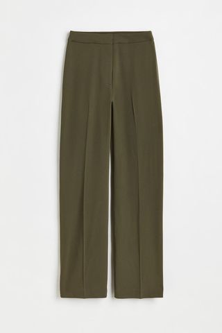 H&M + Wide Trousers in Dark Green