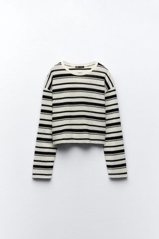 Zara + Striped Rustic Sweater in Mink