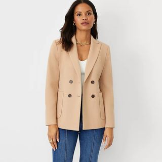 Ann Taylor + The Fitted Double Breasted Blazer in Twill
