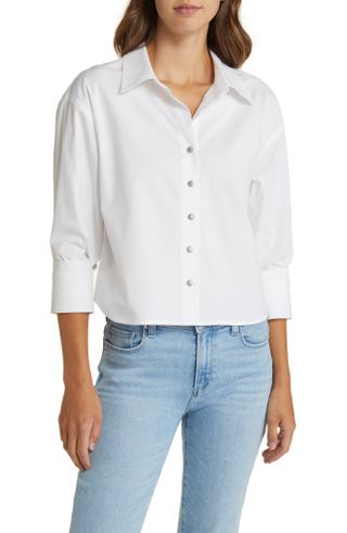 Wit 
Wisdom + Stretch Cotton Crop Shirt