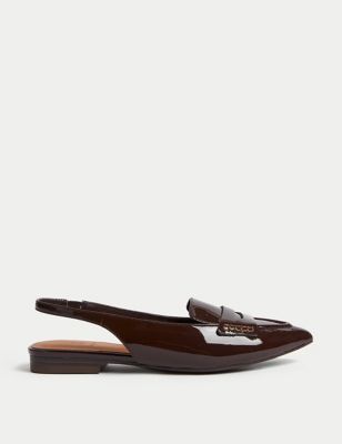 M&S Collection + Leather Slip on Flat Slingback Shoes