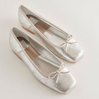 Dolce Vita + Anisa Ballet Flats Silver Distressed Leather