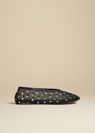 Khaite + The Marcy Flat in Black Mesh With Crystals