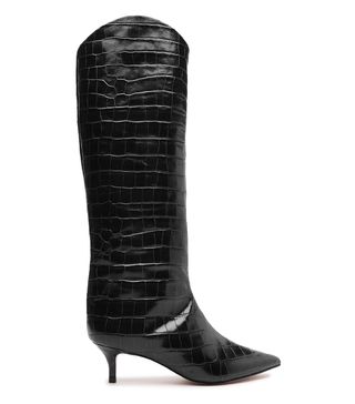 Schutz + Maryana Lo Crocodile-Embossed Leather Boot