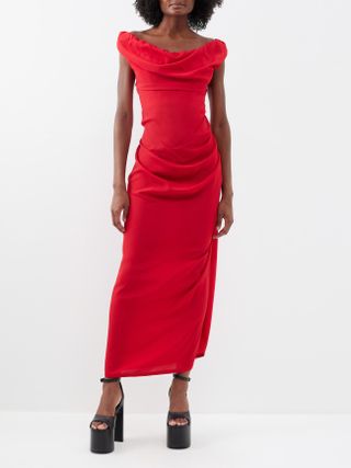 Vivienne Westwood + Ginnie Draped Recycled-Crepe Dress