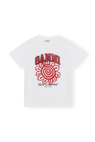 Ganni + Relaxed Red Flower T-Shirt