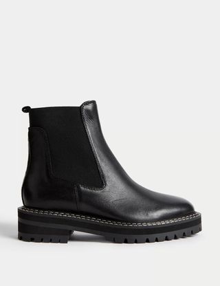 M&S Collection + Leather Chelsea Cleated Ankle Boots
