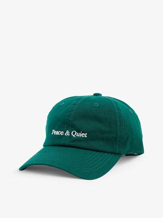 Museum Of Peace And Quiet + Dad Logo-Embroidered Cotton Cap in Forest