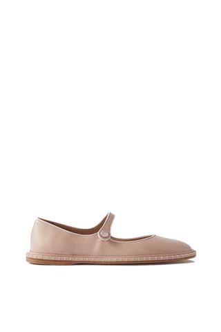 Chloé + Rubie Leather Mary Jane Ballet Flats in Neutral