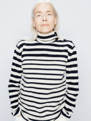 Raey + Striped Recycled-Cashmere Roll Neck Jumper