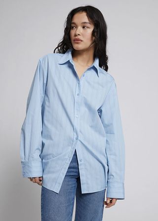 & Other Stories + Relaxed Fit Shirt in Light Blue Striped