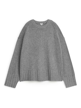 Arket + Oversized Wool Jumper in Grey Melange