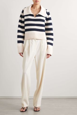Khaite + Franklin Striped Cashmere Sweater