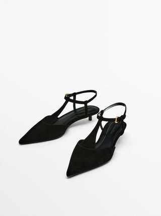 Massimo Dutti + Suede Slingback High-Heel Shoes