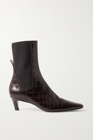 Toteme + The Mid Heel Croc-Effect Leather Ankle Boots