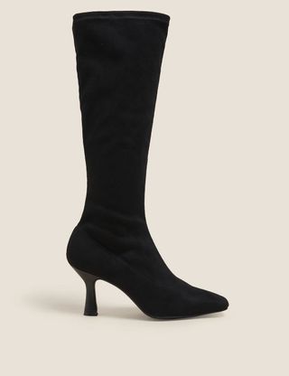 M&S Collection + Stiletto Heel Square Toe Knee High Boots