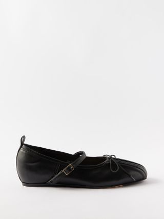 Simone Rocha + Pleated Leather Ballet Flats