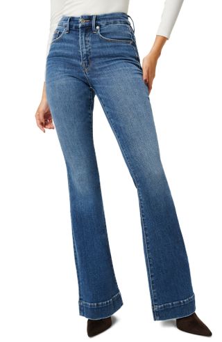 Good American + Good Legs High Waist V-Back Flare Jeans
