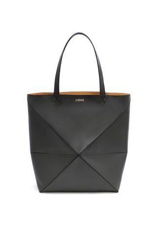 Loewe + Large Puzzle Fold Tote in Shiny Calfskin Black