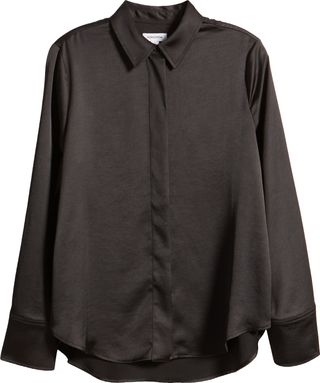 Nordstrom + Oversize Satin Button-Up Top