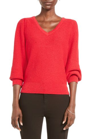 Nic+Zoe + Vital Balloon Sleeve Recycled Cotton Blend Sweater