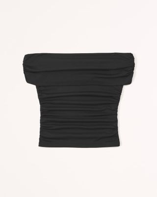 Abercrombie & Fitch + Cotton-Modal Ruched Off-The-Shoulder Top