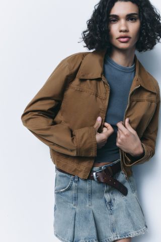Zara + Waxed Cotton Crop Jacket