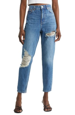 Topshop + Distressed Ankle Mom Jeans