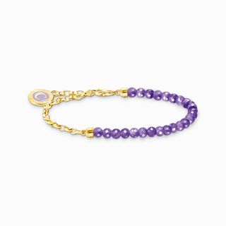 Thomas Sabo + Member Charm Bracelet with Violet Beads in Yellow-Gold Plated