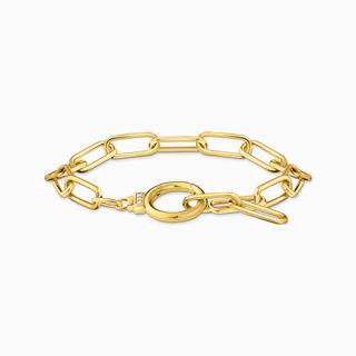 Thomas Sabo + Yellow-Gold Plated Link Bracelet with Zirconia and Ring Clasp