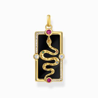 Thomas Sabo + Yellow-Gold Plated Pendant with Snake, Cold Enamel and Stones