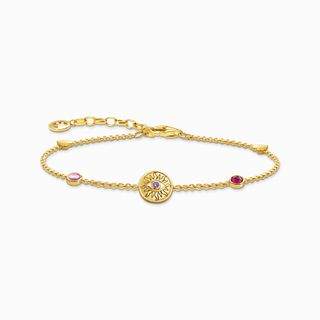 Thomas Sabo + Yellow-Gold Plated Bracelet with a Sun Coin