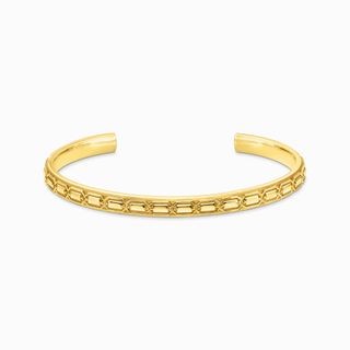 Thomas Sabo + Yellow-Gold Plated Slim Bangle with Crocodile Detailing in 18k Yellow Gold Plating
