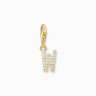 Thomas Sabo + Charm Pendant Letter with White Stones in Gold Plated