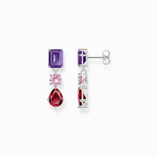 Thomas Sabo + Silver Earrings with Red, Pink and Violet Stones