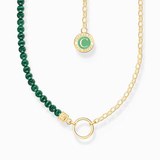 Thomas Sabo + Member Charm Necklace With Green Beads Yellow-Gold Plated