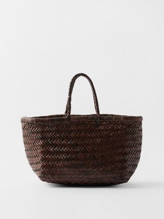 Dragon Diffusion + Triple Jump Small Woven-Leather Basket Bag