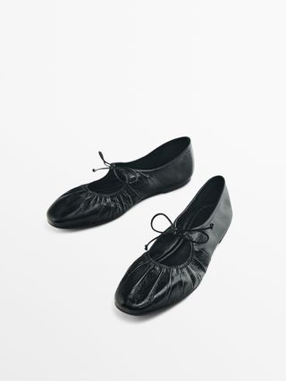 Massimo Dutti + Tied Leather Ballet Flats