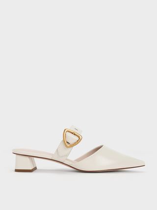 Charles & Keith + Cream Sepphe Cut-Out Heeled Mules